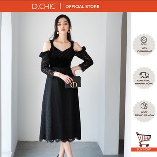 D.CHIC Váy ren phối nhung chun vai MS: 282519