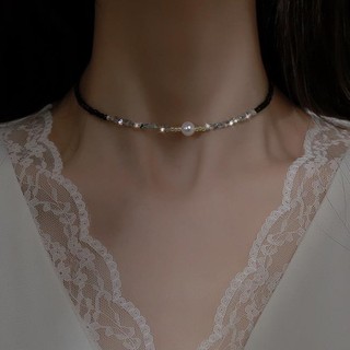 Vòng cổ LISAKIM choker thời trang hạt pha lê mix trai 8 li