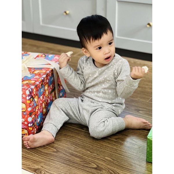 Nous bộ cài vai dài chất nỉ Velours  cho bé từ 9m-12m và 18-24m