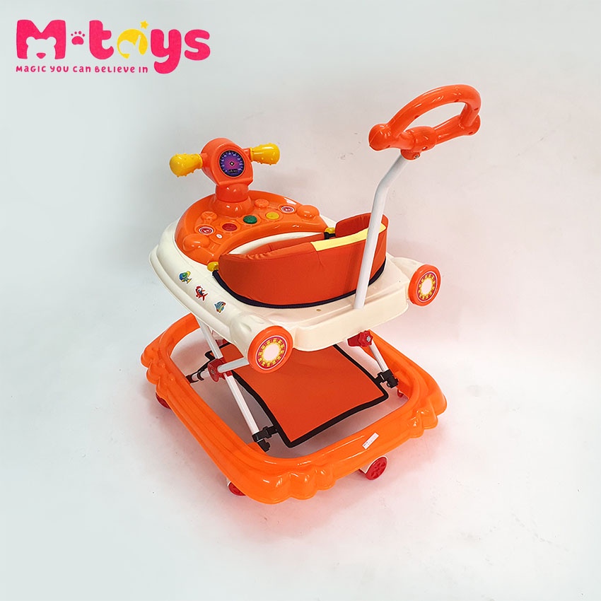Xe tập đi khung tròn Đại Phát Tài (Hỏa Tiển) có nhạc- có cây đẩy và lót chân - M-Toys - nhựa cao cấp  2115XTDHTCN