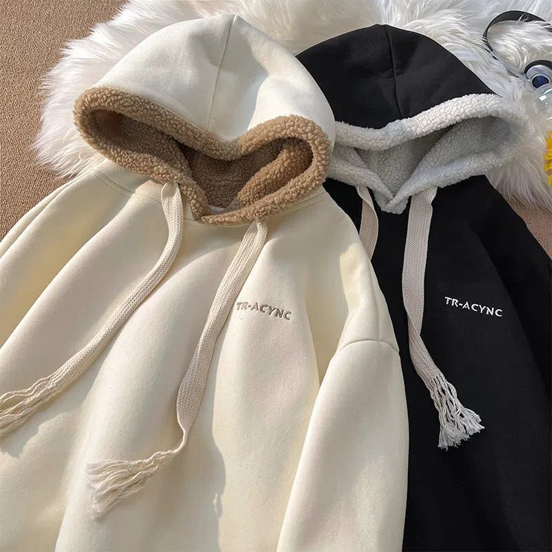 COZOK Áo hoodie COZOK tay dài dáng rộng phong cách thời trang Hàn Quốc