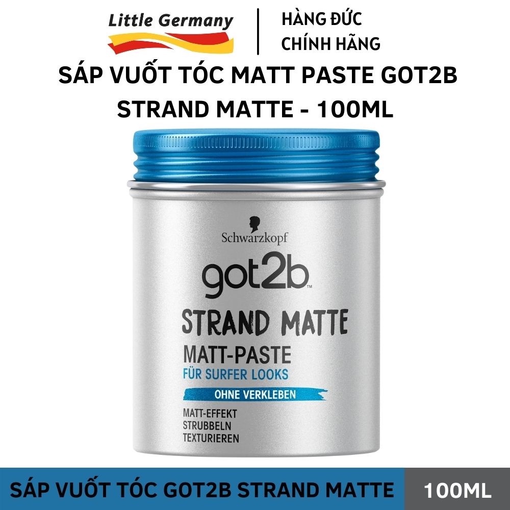 Sáp vuốt tóc nam Schwarzkopf Got2b Strand Matte 100ml - Độ cứng trung bình - Hàng nội địa Đức