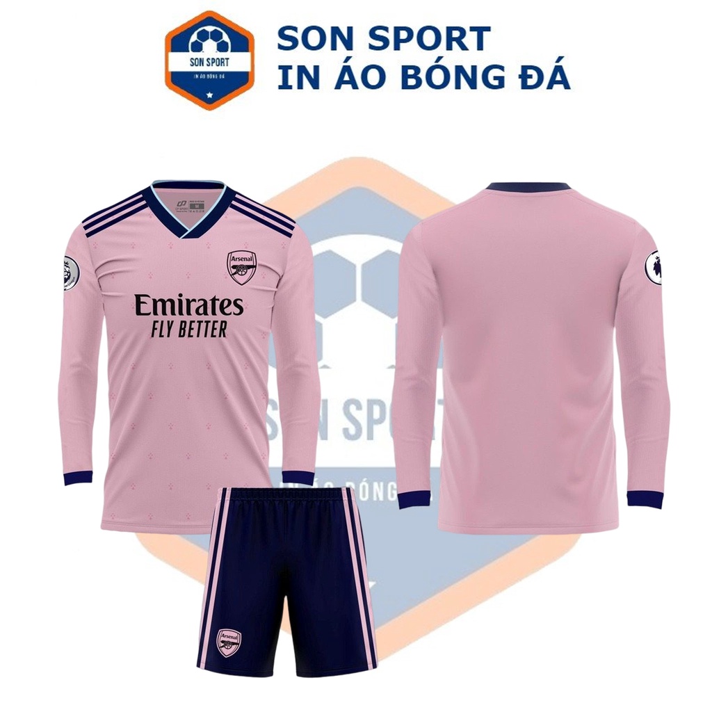 Bộ quần áo bóng đá Thun thái Dài tay CLB Arsenal hồng