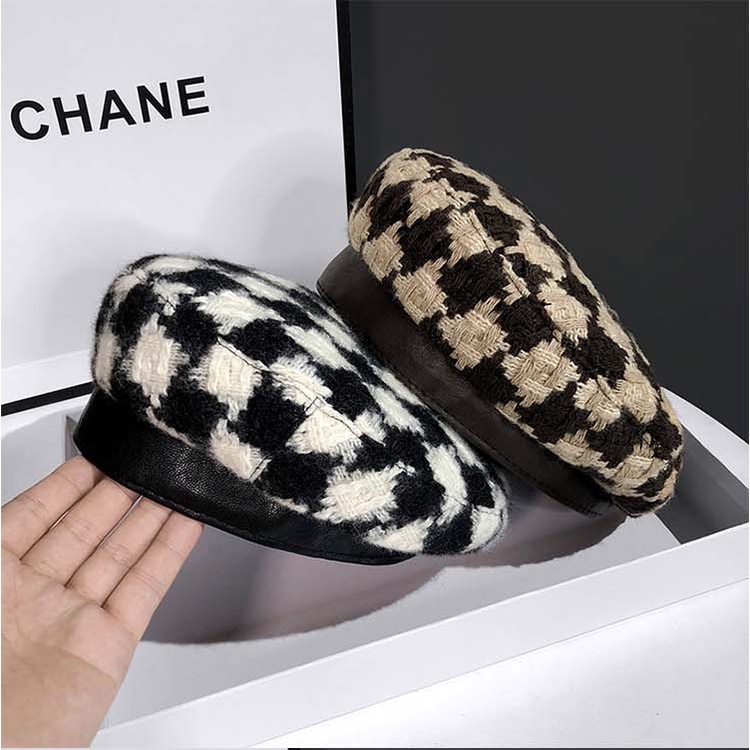 HMH®Phụ nữ Nhật Bản mũ nồi len kẻ sọc cổ điển ngọt ngào và mát mẻ cô gái tính khí mũ beret họa sĩ