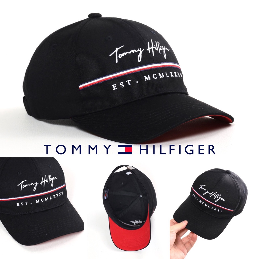 Mũ lưỡi trai Tommy full black classic logo 3D  ép nhiệt, chất cotton Hàn Quốc