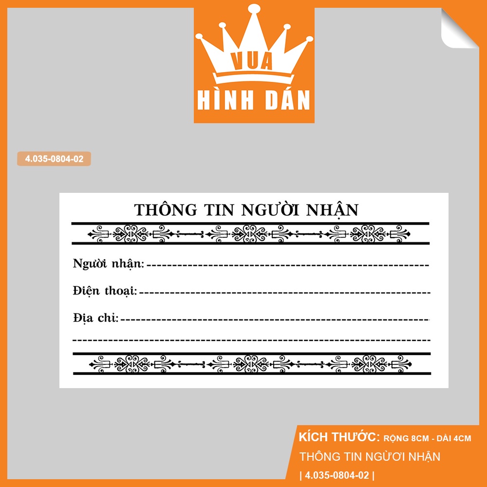 Set 50/100 sticker THÔNG TIN NGƯỜI NHẬN   - tem đa năng nhãn nhận hàng dán lên món quà, đơn hàng, thư từ