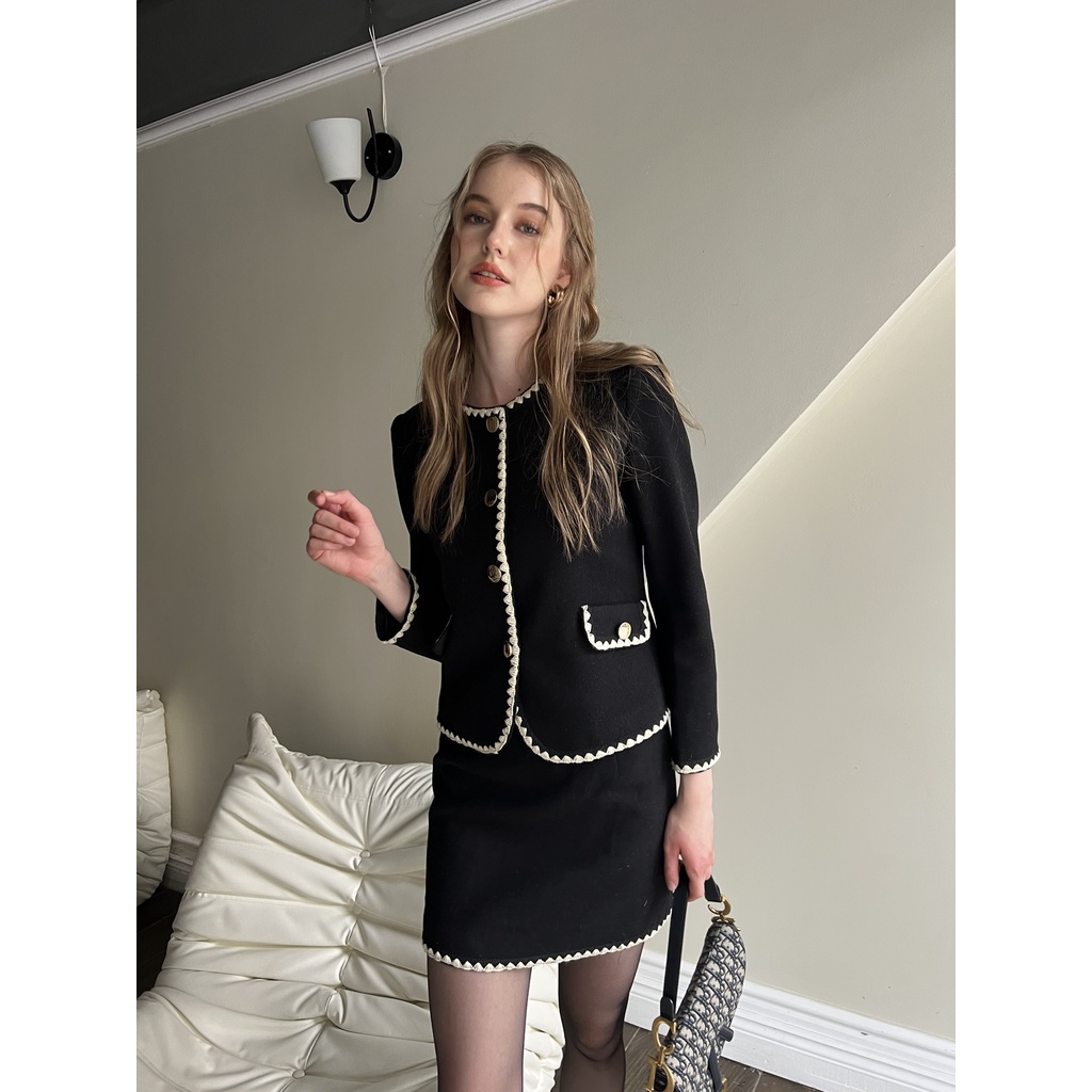 TIFFANY STUDIOS - Set Áo Khoác Và Chân Váy Đen Thanh Lịch - EMILY SET