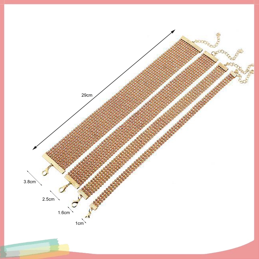 Vòng cổ choker bản rộng đính kim cương giả thời trang dành cho nữ