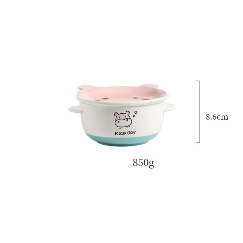 Bát bò có tai BDIA38 cute dễ thương đựng thức ăn chụp ảnh 15x8,5cm không kèm nắp có quai tay cầm Decor Ăn Cơm chén dĩa