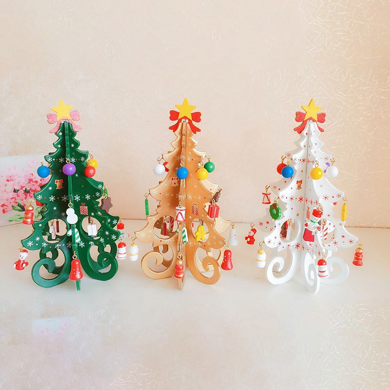 Cây Thông Noel Bằng Gỗ Để Bàn 3D sống động Trang trí bữa tiệc Giáng sinh