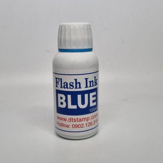Mực dấu flash in lên giấy bình thường, dùng cho con dấu flash. Không đóng được lên giấy bóng, nilon, nhựa. Chai 100ml