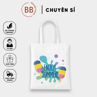 TÚI TOTE "VUÔNG" VẢI CANVAS ĐEO VAI HELLO SUMER _ MÙA HÈ YÊU THƯƠNG