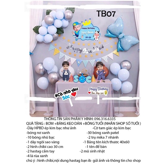 (FREESHIP)Combo sét trang trí sinh nhật,trang trí đầy tháng ,thôi nôi cho bé trai,bé gái mẫu hàn quốc,in phông tên