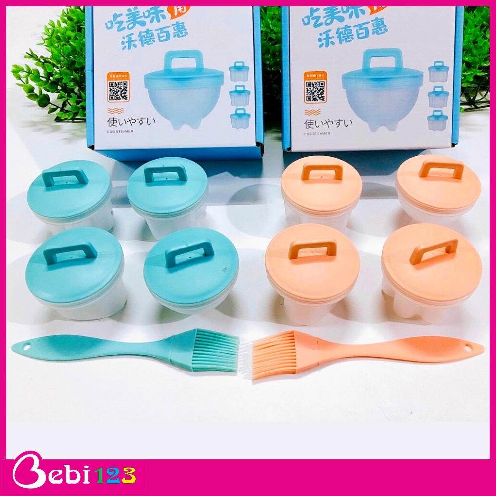 Set 4 khuôn hấp trứng, hấp đồ ăn dặm, làm thạch cho bé