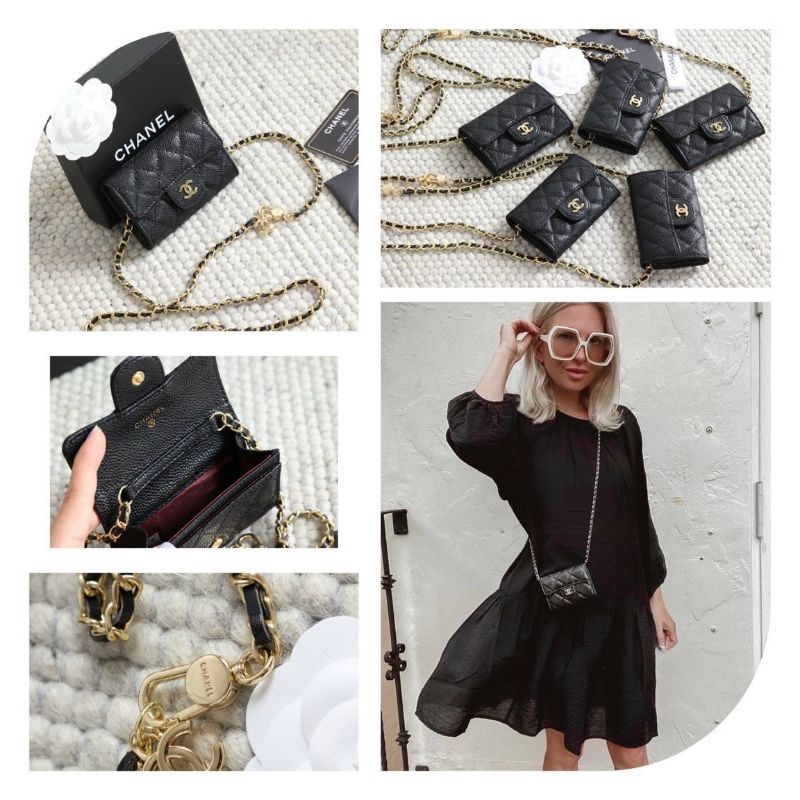 Túi đeo chéo mini dây logo sz12cm da thật cực chuẩn