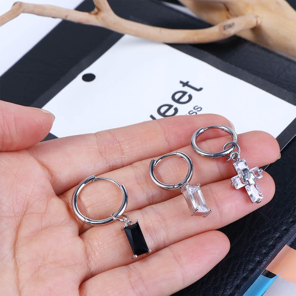 Bông Tai Tròn Phong Cách Gothic Punk Thời Trang Cho Nữ|Khuyên Tai Thép Titan Đính Đá Zircon Thời Trang