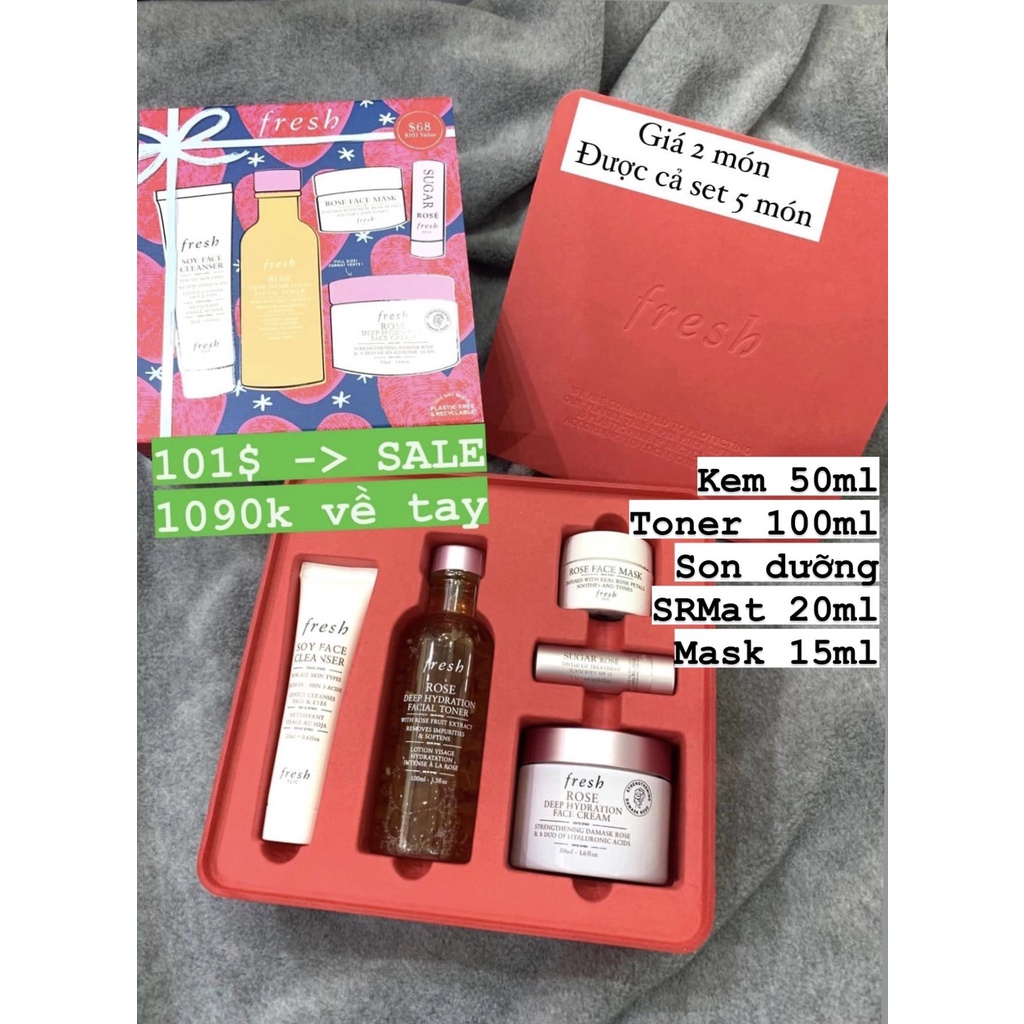 Sét Dưỡng Da Fresh Hoa Hồng Rose Deep Hydration