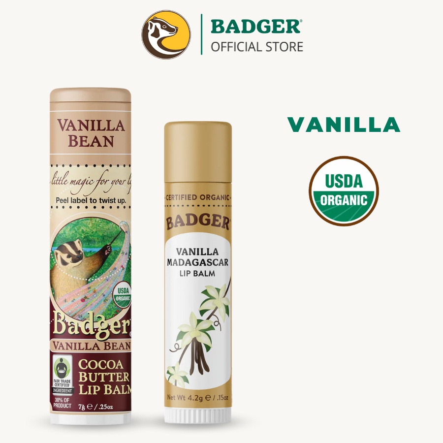 Son dưỡng môi hữu cơ Vanilla Madagascar BADGER Lip Balm USDA Organic - 4.2g
