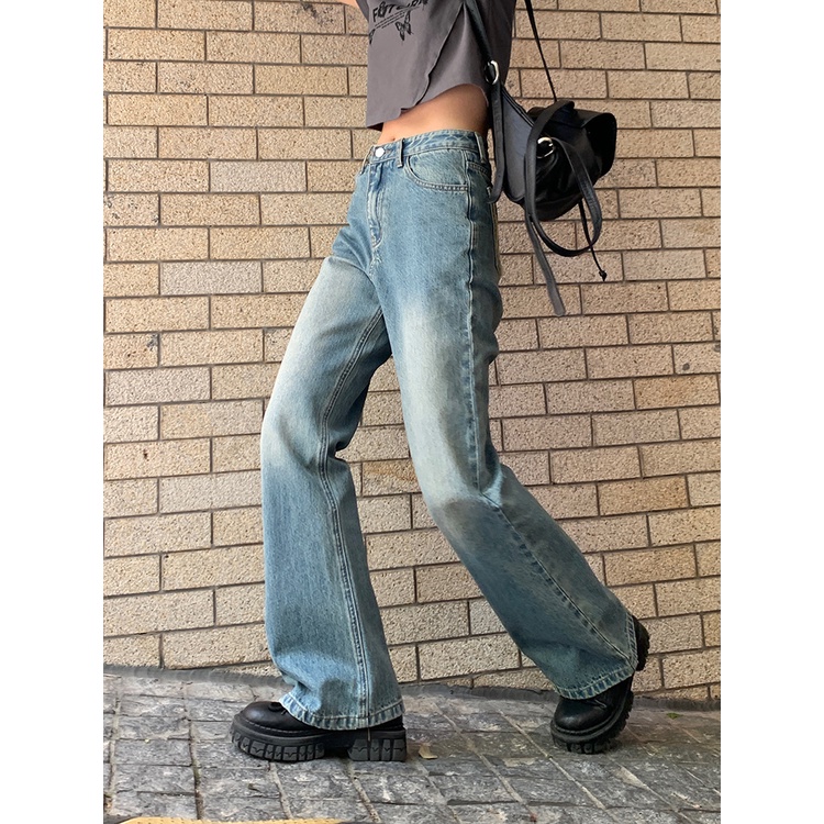 Honypove Quần Jeans Ống Loe Lưng Cao Thời Trang Xuân Hè 2022 Mới Phong Cách Retro Mỹ Cho Nữ