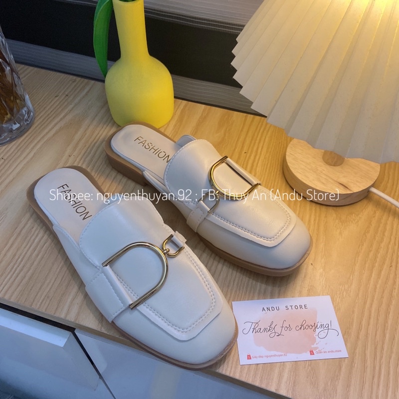 Sục hài búp bê nữ gót 2cm⚡️Andu Store⚡️ Sục da nữ QC