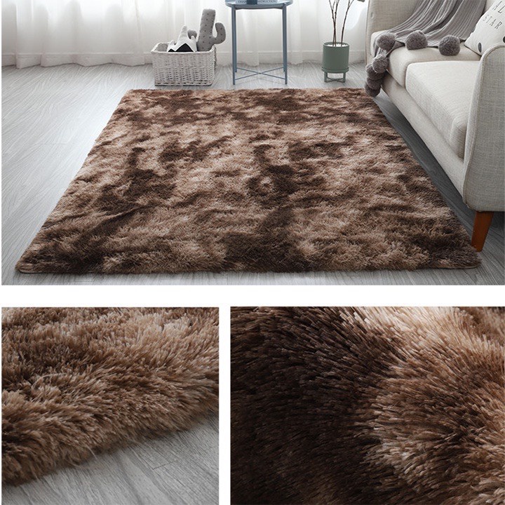 Thảm lông trải sàn phòng ngủ loại lông dày nhập khẩu kích thước 1m6x2m mặt dưới có lớp chống trượt lông dày 4cm