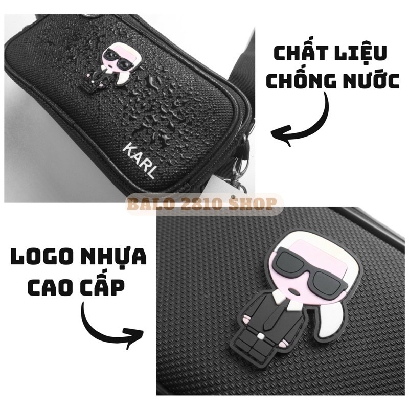 Túi Đeo Chéo Nam Nữ Cao Cấp Mini Karl Chất Liệu Da Si Chống Thấm BÁNH MÌ STORE TÚI ĐEO CHÉO VNXK