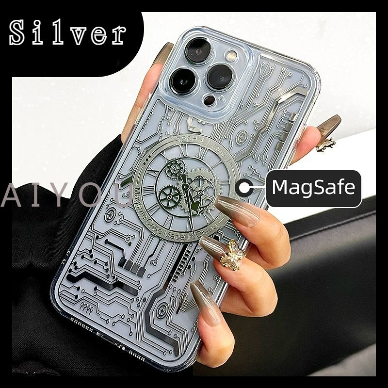 Ốp Điện Thoại Trong Suốt Hình Đồng Hồ 3D Cho Apple 13 14 Pro Max 11 iphone12