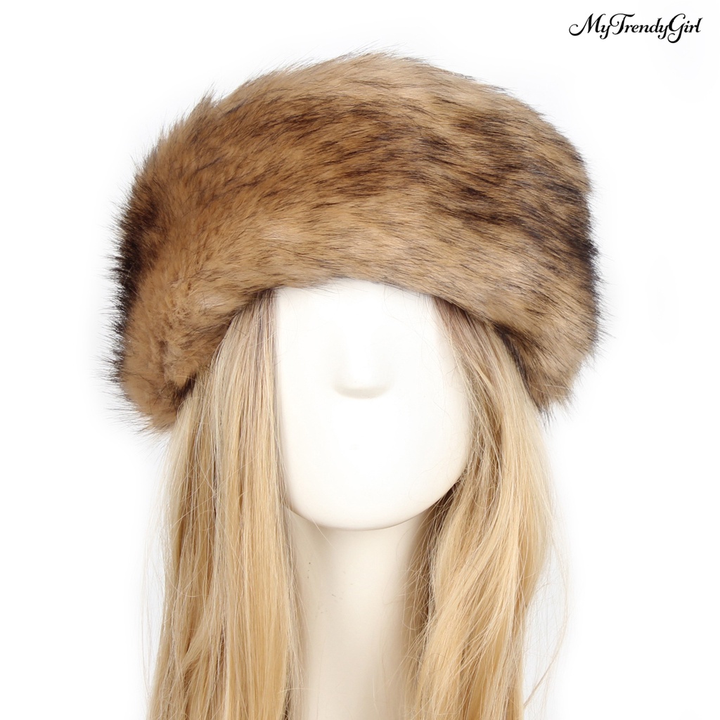 Mũ Turban Rộng Vành Phối Lông Giả Dày Dặn Màu Sắc Thời Trang Cho Nữ