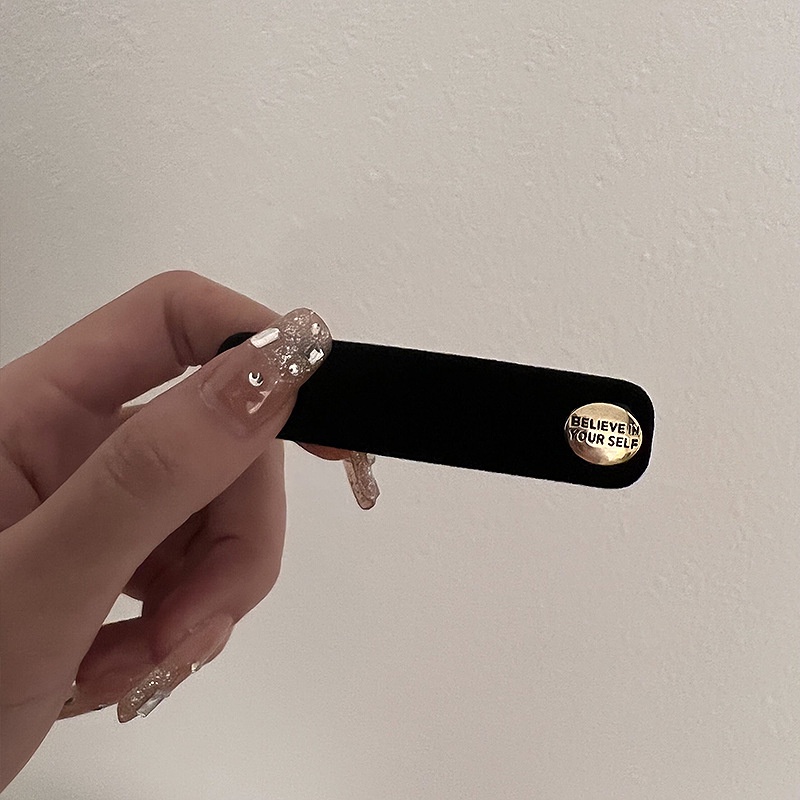 Kẹp Tóc Nhung Đen Đính Hoa Trà Phong Cách Retro Pháp Cao Cấp Cho Nữ