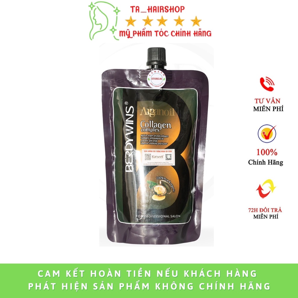 Ủ tóc collagen kem ủ tóc dầu ủ tóc hấp phục hồi tóc kem xả tóc COLAGEN BERDYWINS COMPLEX túi 500ml hàng chính hãng
