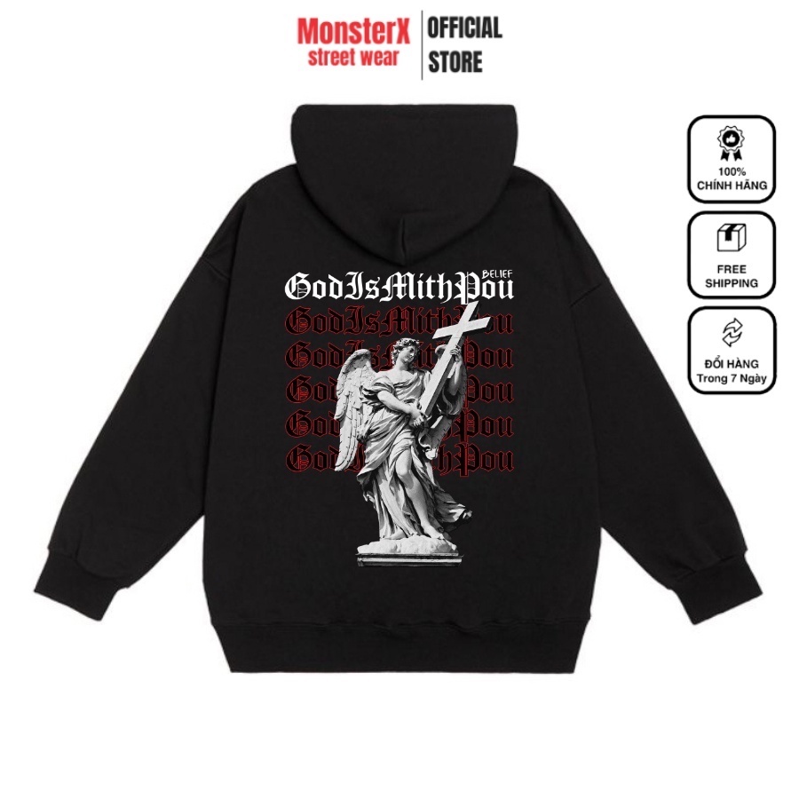 Áo hoodie nỉ bông Monster X Street Chúa GWY nam nữ form rộng thu đông Local Brand