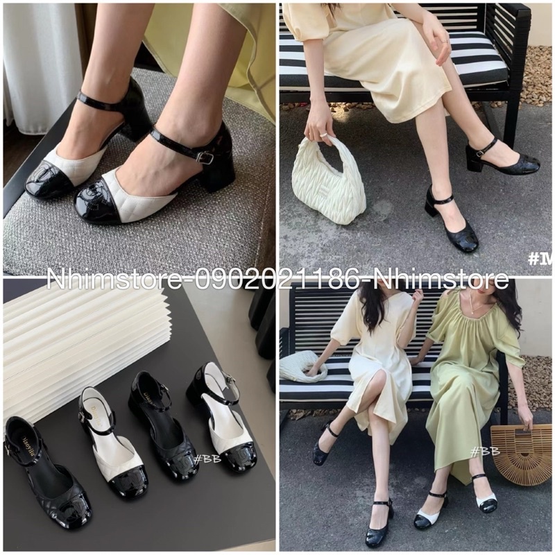 Giày quai hậu gót 3f trần trám vá mũi thêu hoa kiểu dâng vintage. Hàng quảng châu cao cấp có hộp đựng