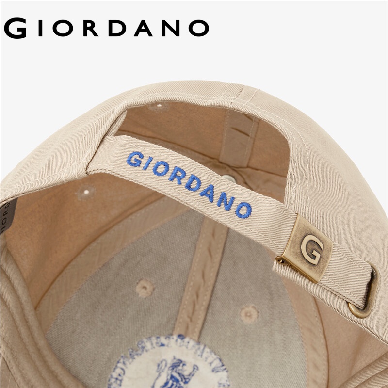 Mũ lưỡi trai GIORDANO 01202005 vải cotton thêu họa tiết sư tử có thể điều chỉnh thời trang cho nam