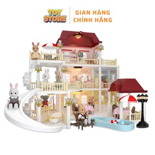 Bộ đồ chơi nhà búp bê nhà thỏ biệt thự lớn cao cấp cho bé toystore FUDAER