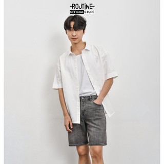 Áo sơ mi nam tay ngắn trơn tưa lai form oversize - routine 10s21shs021