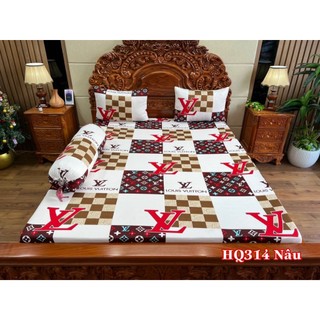 Bộ ga gối thun lạnh hàn quốc 3D mẫu LV