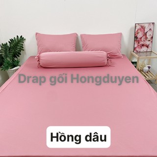Bộ Drap/ga thun trơn hồng dâu KO Mền/Chăn 1m6/1m8 (chân nệm dưới 15cm). drap gối codipa