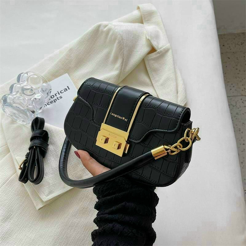Túi đeo chéo, kẹp nách nữ chất da pu dọc viền vàng vân da cá sấu phong cách hàn quốc siêu sang chảnh cho nữ