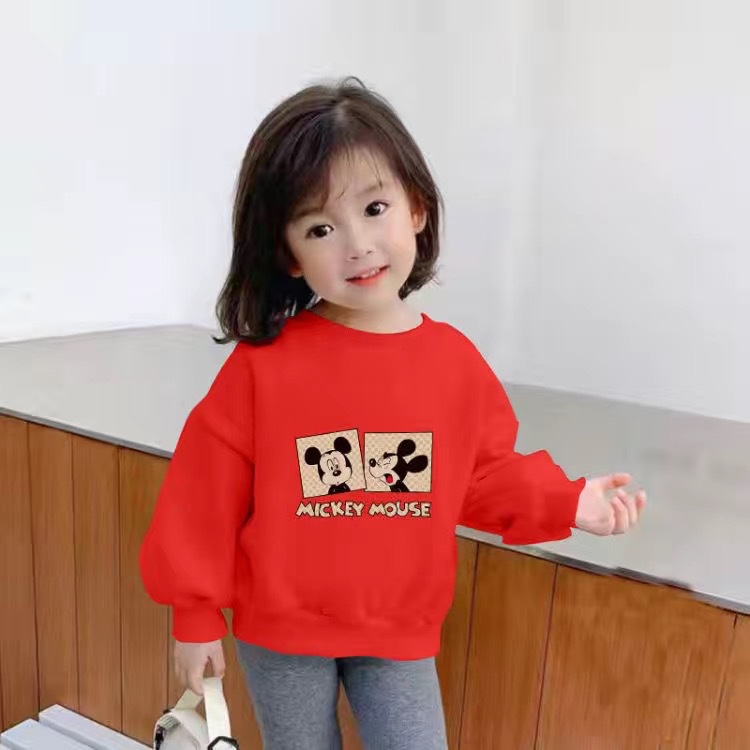Bộ Quần Áo Nỉ Dài Tay Hismart Thu Đông Hình Mickey Cho Bé Trai Bé Gái