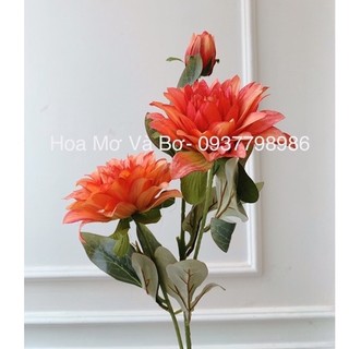 Cành hoa thược dược màu gấm cao cấp merber 2 bông 1 nụ