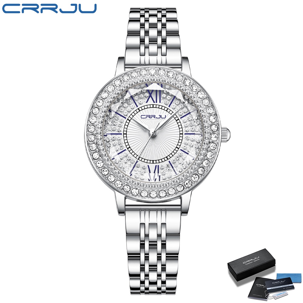 Đồng hồ CRRJU 5001 máy quartz dây thép không gỉ phong cách thể thao thời trang thanh lịch chống thấm nước dành cho nữ