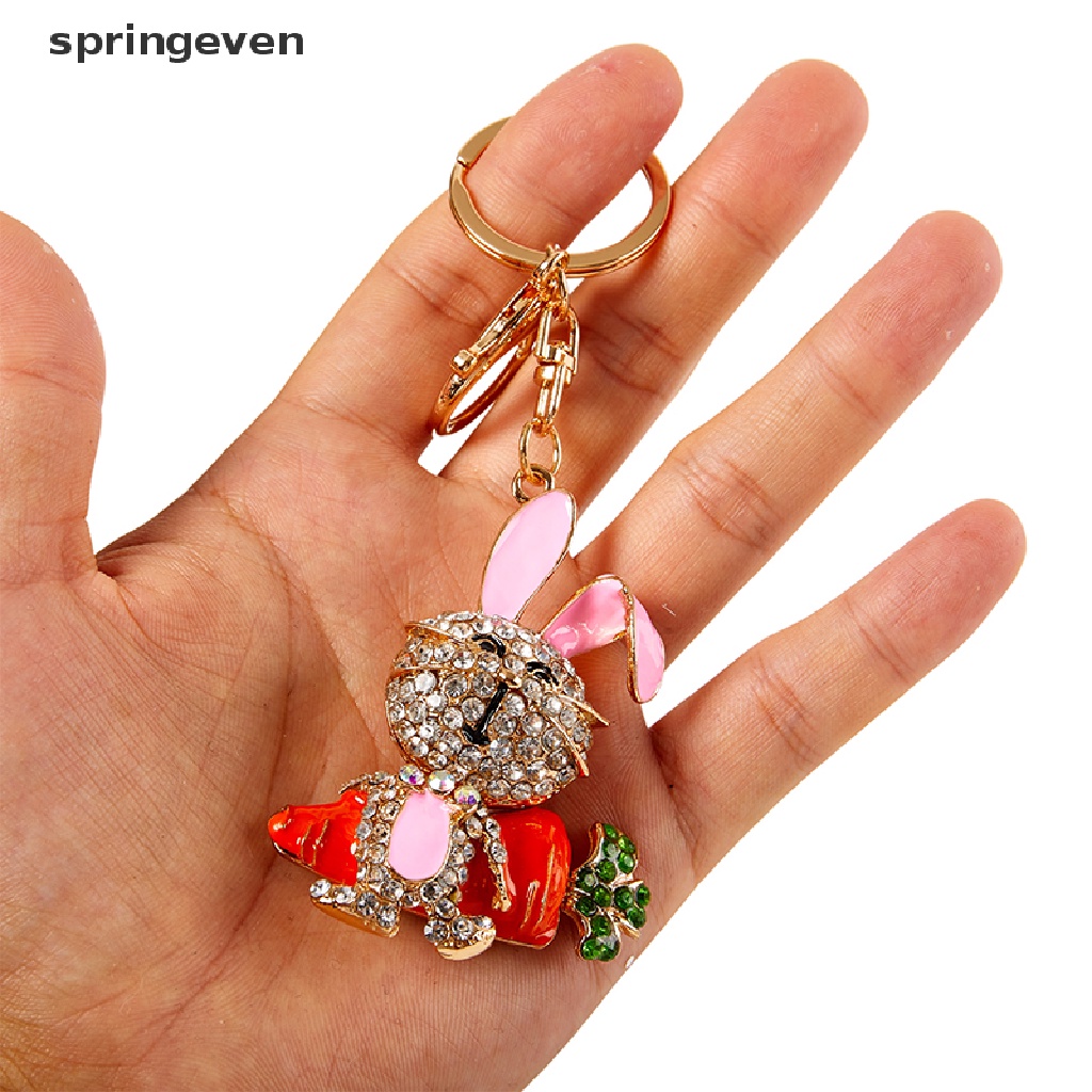 Móc Khóa Hình Thỏ Và Củ Cải Dát Kim Cương Sáng Tạo Thời Trang Cho Cặp Đôi