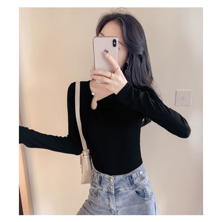 Áo Thun Tay Dài Dáng Ôm Thiết Kế Mới Năng Động Thời Trang