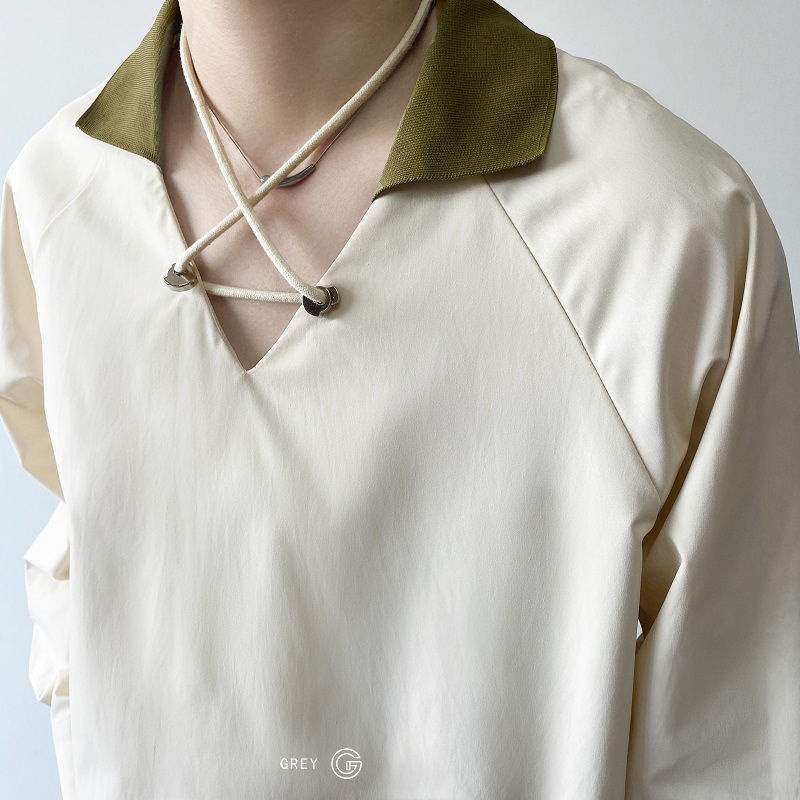 Áo Sơ Mi Tay Dài Dáng Rộng Màu Sắc Tương Phản Thời Trang Mùa Thu Cho Nam