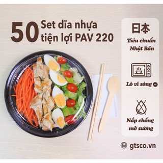 Set 50 bộ dĩa nhưa PP có nắp, dùng một lần