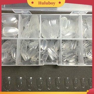 (Huluboy) Set 500 móng tay giả họa tiết oval trong suốt dùng để trang trí nghệ thuật