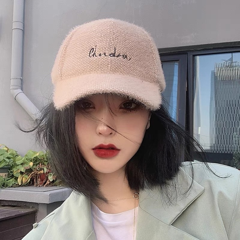 Mũ Thìa Len Pha Lông Thỏ Thêu Chữ Cực Ngầu