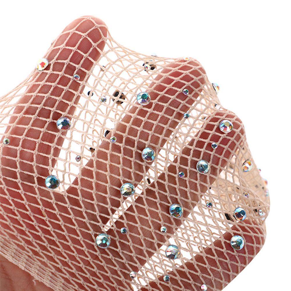 Găng Tay Lưới Co Giãn Đính Hạt Kim Cương Lấp Lánh Dùng Biểu Diễn Sân