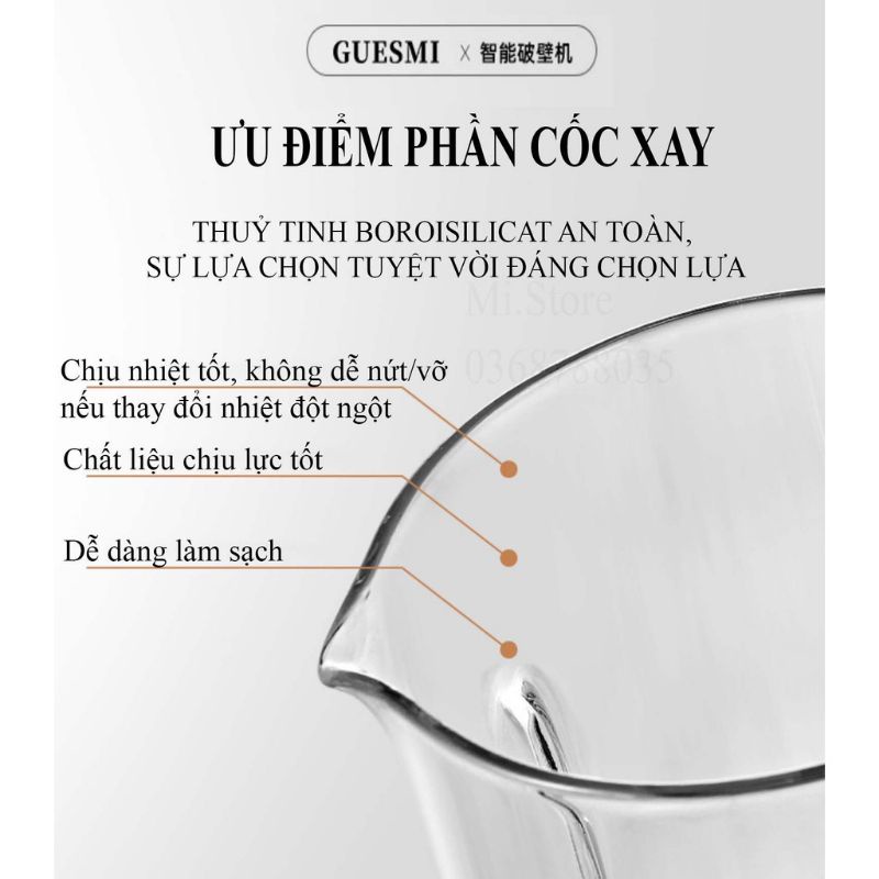 Máy Làm Sữa Hạt Đa Năng, Máy Xay Nấu Sữa Hạt GUESMI XIAOMI Dung tích 600ml  - 1000ml