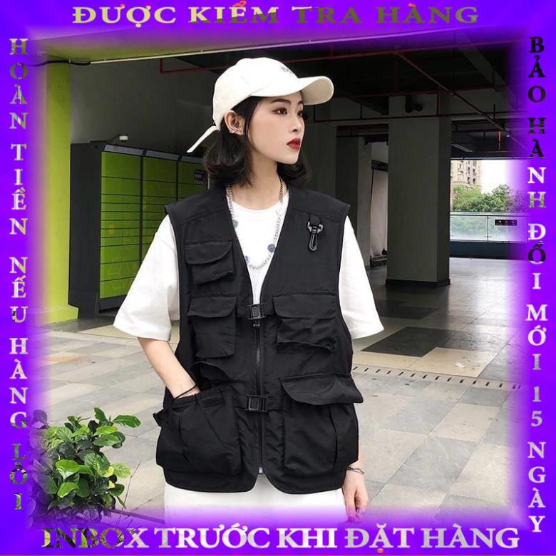 Áo gile BEEBEEVN nam nữ, gile hộp nhiều túi phong cách thể thao Hàn Quốc trẻ trung- GLNT001 buinguyet